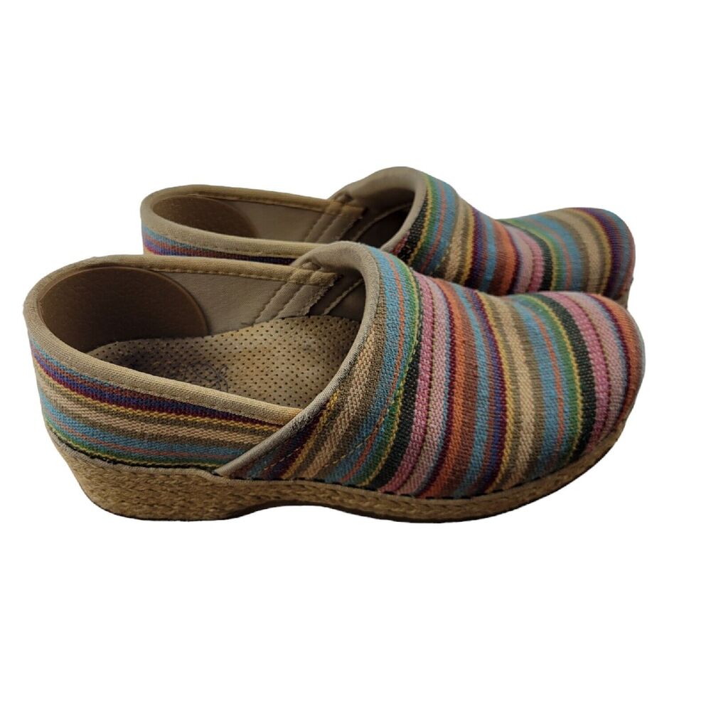 Dansko‎ Vegan Woven Clogs Multicolored Stripe Espadrille Size 5.5-6 36 Bohemian